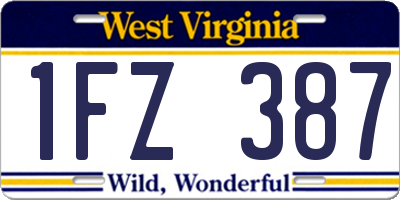 WV license plate 1FZ387