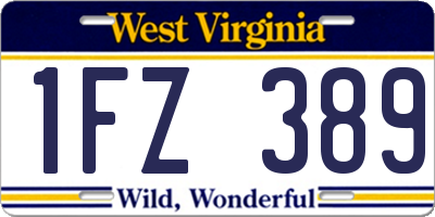 WV license plate 1FZ389