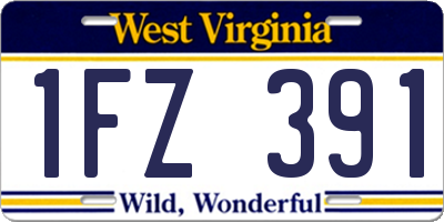 WV license plate 1FZ391