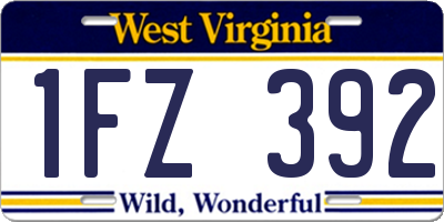 WV license plate 1FZ392