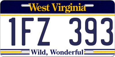 WV license plate 1FZ393