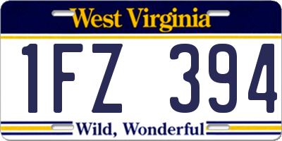 WV license plate 1FZ394