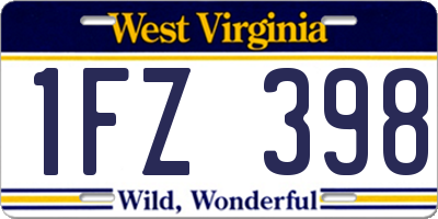 WV license plate 1FZ398
