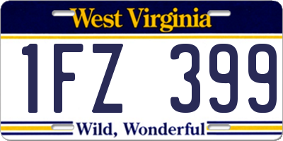 WV license plate 1FZ399