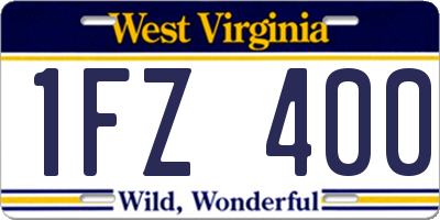 WV license plate 1FZ400