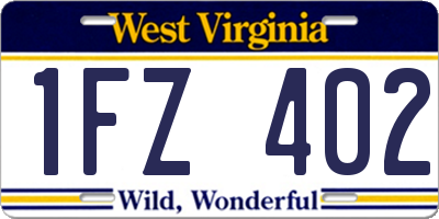 WV license plate 1FZ402