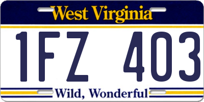 WV license plate 1FZ403