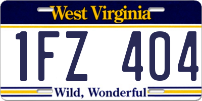 WV license plate 1FZ404