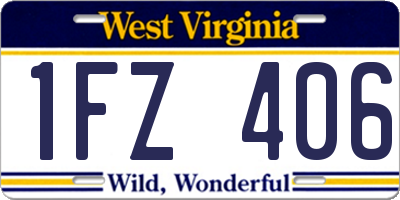 WV license plate 1FZ406