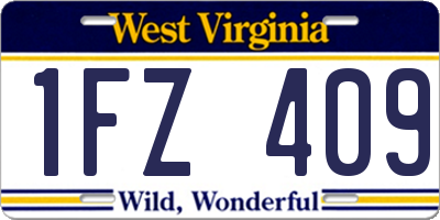 WV license plate 1FZ409
