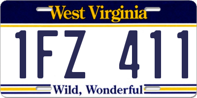 WV license plate 1FZ411