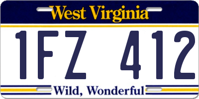 WV license plate 1FZ412