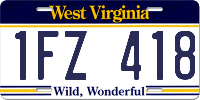 WV license plate 1FZ418