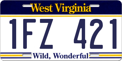 WV license plate 1FZ421