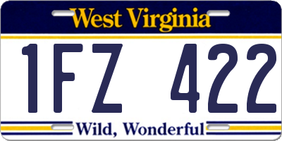 WV license plate 1FZ422