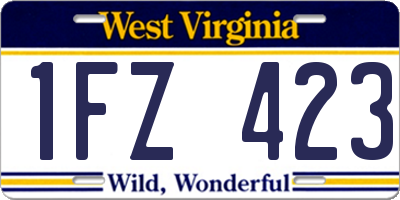 WV license plate 1FZ423