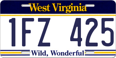 WV license plate 1FZ425