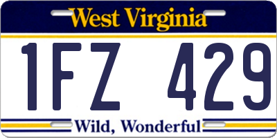WV license plate 1FZ429