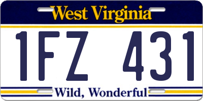 WV license plate 1FZ431