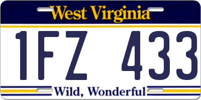 WV license plate 1FZ433