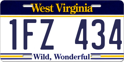 WV license plate 1FZ434