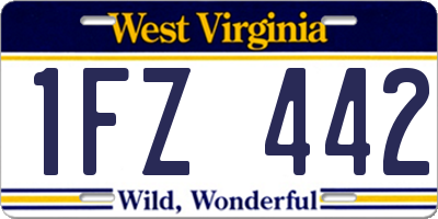 WV license plate 1FZ442
