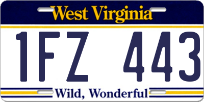 WV license plate 1FZ443