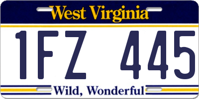 WV license plate 1FZ445