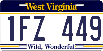 WV license plate 1FZ449