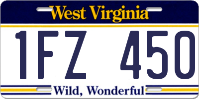 WV license plate 1FZ450