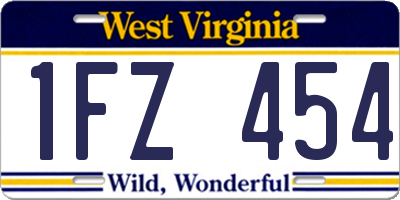 WV license plate 1FZ454