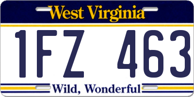 WV license plate 1FZ463