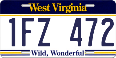WV license plate 1FZ472