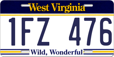 WV license plate 1FZ476