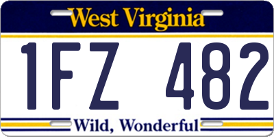 WV license plate 1FZ482
