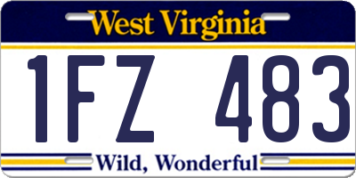 WV license plate 1FZ483