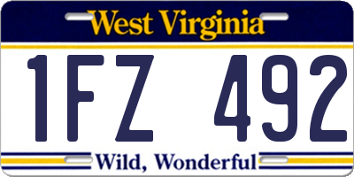 WV license plate 1FZ492