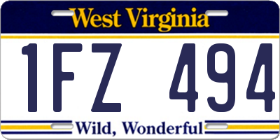 WV license plate 1FZ494