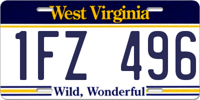 WV license plate 1FZ496