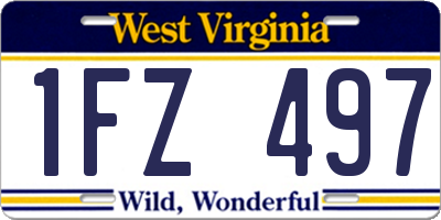 WV license plate 1FZ497