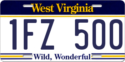 WV license plate 1FZ500