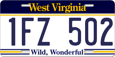 WV license plate 1FZ502