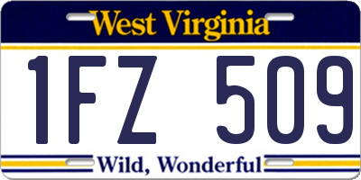 WV license plate 1FZ509