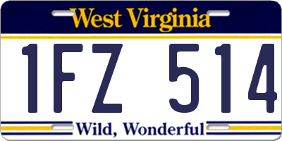 WV license plate 1FZ514