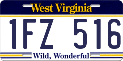 WV license plate 1FZ516