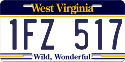 WV license plate 1FZ517