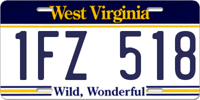 WV license plate 1FZ518