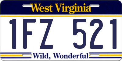 WV license plate 1FZ521
