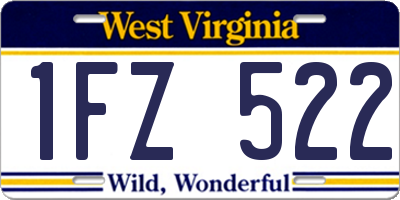 WV license plate 1FZ522