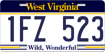 WV license plate 1FZ523